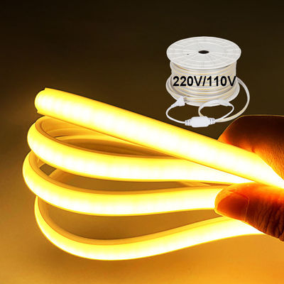 110V 220V resistente à água COB LED Light Strip com PVC cola personalizável azul / gelo azul / branco / verde / roxo / dourado / rosa