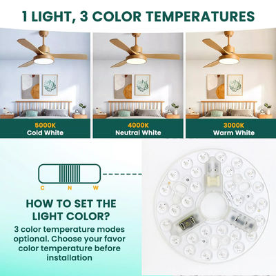 ERP Rosh LED Modules 5CCT 12W/18W/24W DIP Switch Ceiling Light Fan With Witch Power Substitui módulo LED