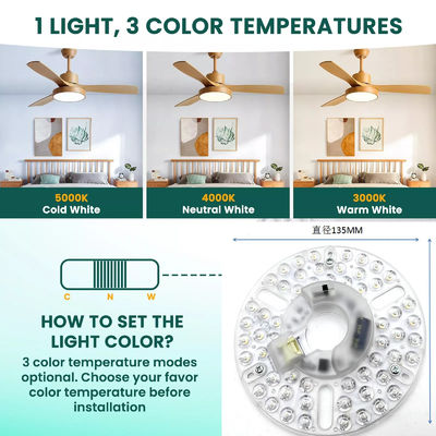 5CCT 18W/24W DIP Switch Ventilador de teto com poder de bruxa Substitui módulo LED 120V Kit de adaptação do painel do ventilador de teto com módulos DOB
