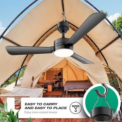 Ventiladores de teto com luzes, 36 &quot;LED Ventilador luz pendurada com gancho,Ventilador de teto tipo gancho,Luz de ventilador de teto,40W,3000-6500k,Remote Control,Ventilador portátil para cama de acampamento,Patio,(Black)N DFFFFFN`
