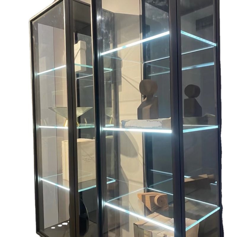 Iluminação do armário de prateleira de vidro único montado em superfície