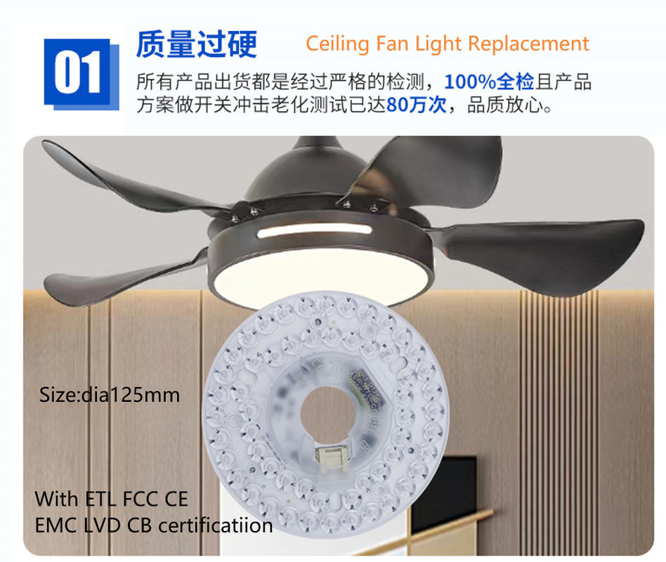 Dia125mm 120V 18W ETL Lâmpada LED de substituição de ventilador de teto