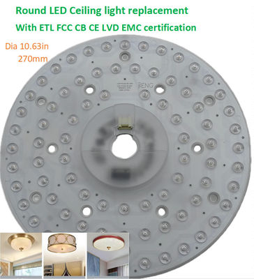 Lâmpada de teto LED redonda dimmavel de 270 mm de substituição 120v Alumínio com certificado FCC,ETL,CB,CE,LVD,EMC