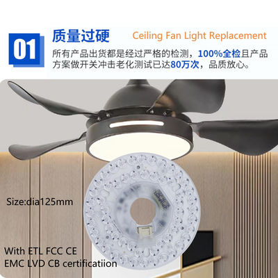 Dia125mm Round Pcb Board 4.9'' LED Retrofit Light Kit 22W Cor 3CCT 3000K/4500K/6000K CRI90 Para Ventilador de Tecto