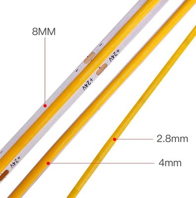 China Fábrica Ultra-fina COB Light Strip 2.8mm/2.7mm/3mm/5mm Mini Light Strip 12V 24V Car Light Strip 480leds 384leds