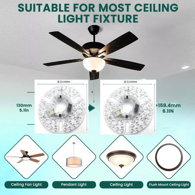 5.3 ̊ Lâmpada LED universal de ventilador de teto Substituição de ventilador de teto Lâmpada de teto de montagem flush, 22W 5CCT 3000K 4000K 6000K 1500LM CRI90 Dimmable